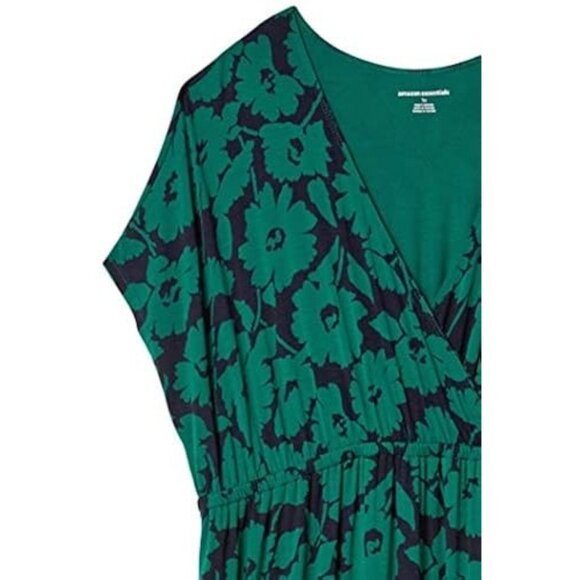 Essentials Green Navy Blue Soft Knit Maxi Dress Size 2X 18 20 Plus Size Summer - Picture 3 of 8